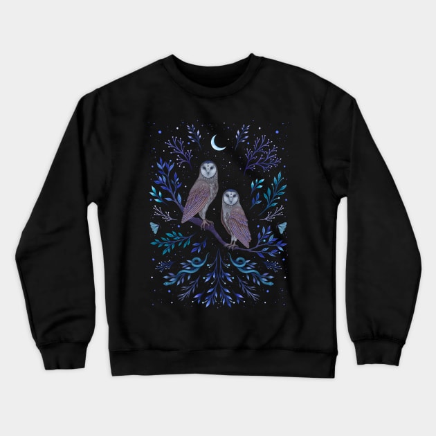 Owls in the Moonlight Crewneck Sweatshirt by Episodic Drawing